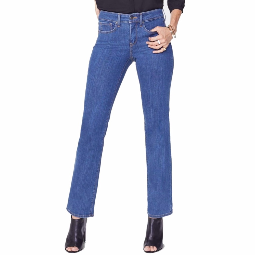 NWT NYDJ Womens Marilyn Straight Denim Jeans Batik Blue Size 14